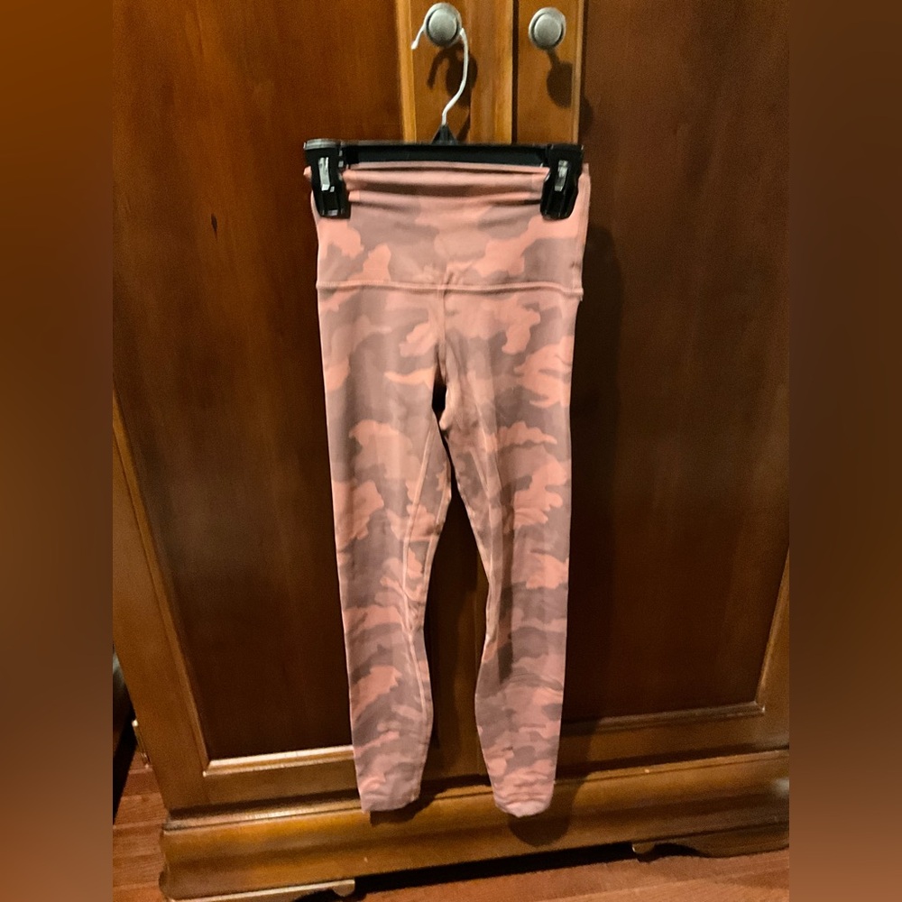 Lululemon Camouflage Orange High Waisted Leggings Size 0